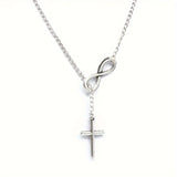 Aureolux™ - Collana con Pendente a Croce Eterna in Oro Bianco