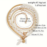 Conjunto de Collar de Cadena de Serpiente de Perlas Vintage y Oro | Oro