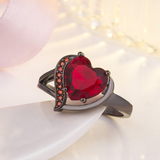 Anello Cuore in Rubino Argento