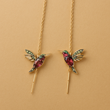 Orecchini in smalto e zirconia a forma di colibrì