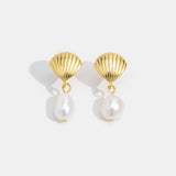 Orecchini in Perla d'Acqua Dolce e Conchiglia d'Oro