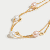 Bracciale a strati in perle d'acqua dolce