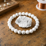Bracciale in Howlite per Calma, Sollievo dallo Stress e Sonno Ristoratore