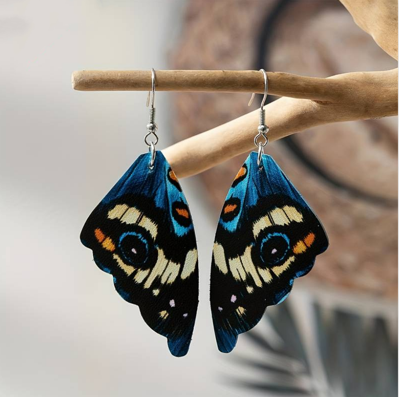 Pendientes vintage con alas de mariposa exóticas