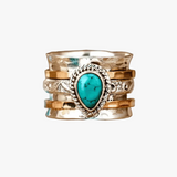 Anello in argento e oro con antico turchese