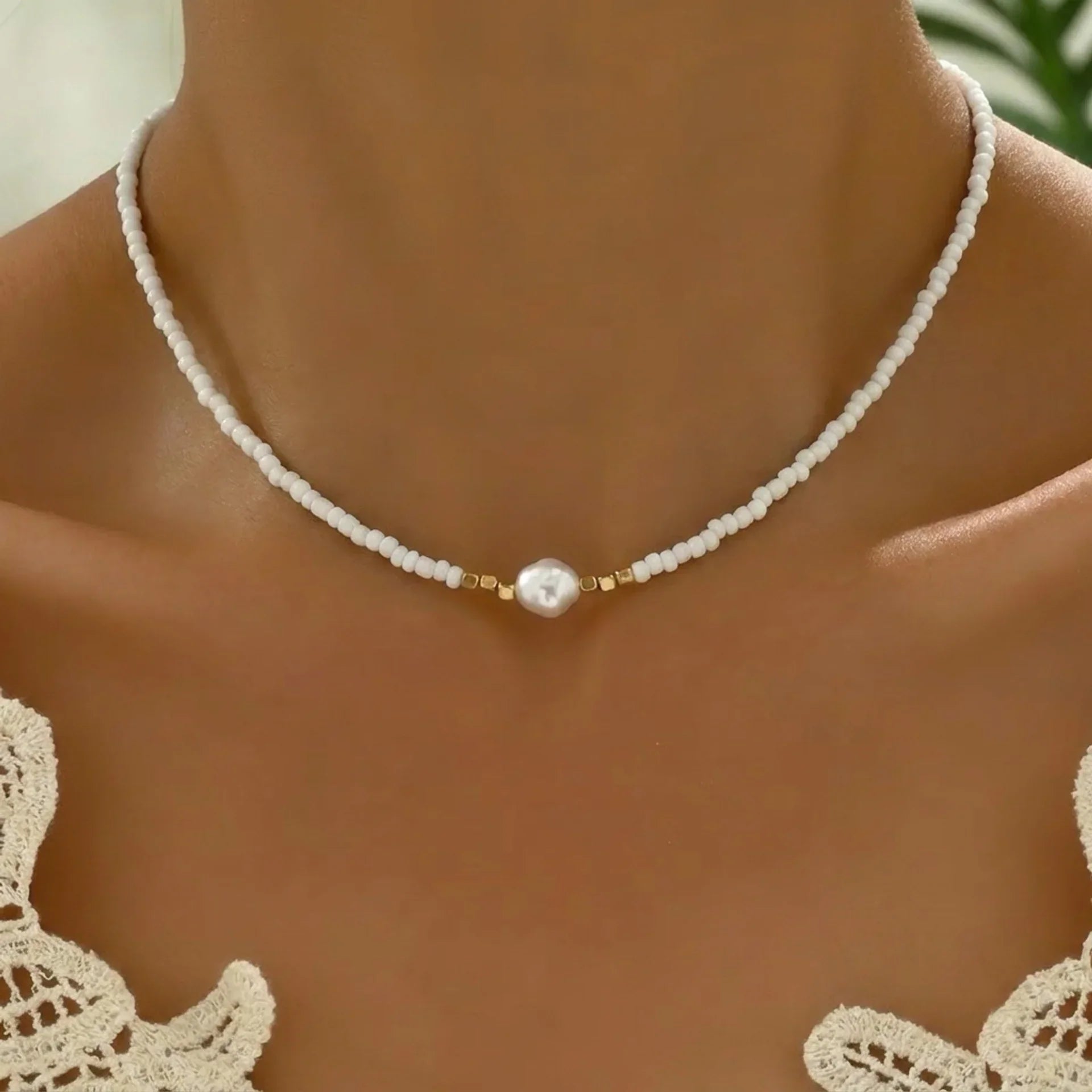 Collana Minimal in Turchese e Perle