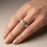 Veroa™ - Anello Artigianale in Argento con Topazio Blu Bicolore