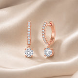 Orecchini in Oro Bianco con Moissanite a Taglio Rotondo