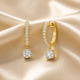 Orecchini in Oro Bianco con Moissanite a Taglio Rotondo