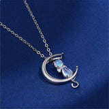 Collana a Mezzaluna con Pietra di Luna e Gatto