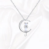 Collana a Mezzaluna con Pietra di Luna e Gatto