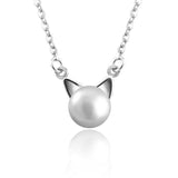 Bellissimo Collana con Gatto di Perla con Orecchini e Anello in Omaggio