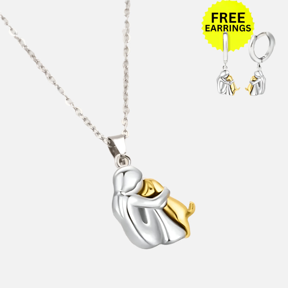Collar y aretes con colgante Hug gratis: oferta por tiempo limitado