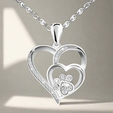 Collana in Argento Sterling con Zampa e Cuore in Zirconia