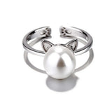 Bellissimo Collana con Gatto di Perla con Orecchini e Anello in Omaggio