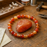 Bracciale in Agata Rossa per Coraggio, Forza e Radicamento