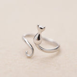 Anello adorabile in acciaio inossidabile a forma di gatto