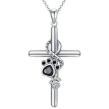 Collana con Zampa e Croce in Argento Sterling 925